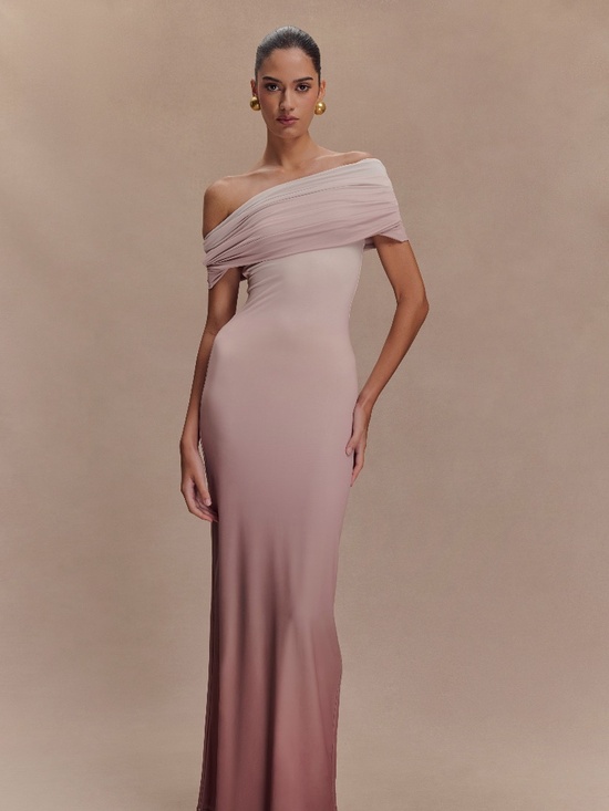 Meshki Dresses & Skirts - Meshki pink ombre off-shoulder maxi dress